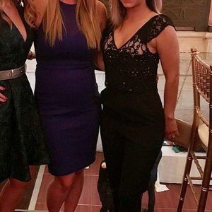 GLAMOROUS Black Lace detail Cap Sleeve Jumpsuit